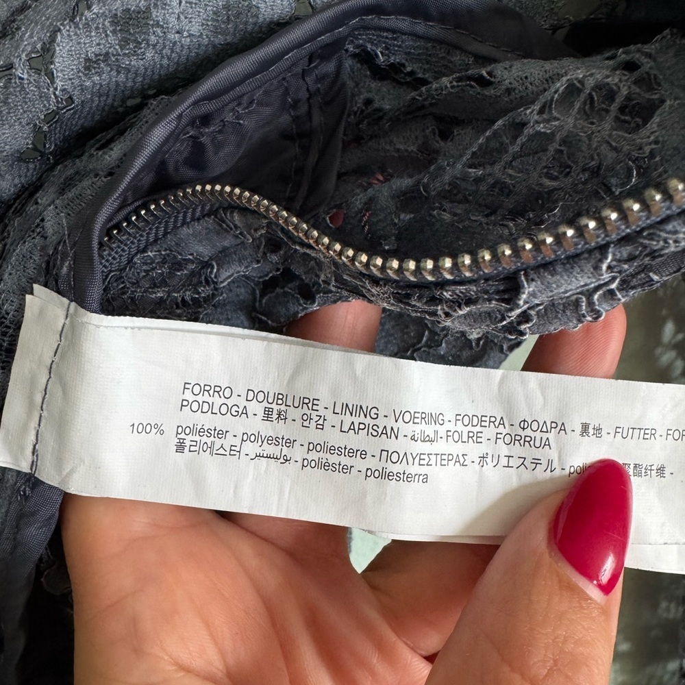 Zara Charcoal Lace Accent Blouse - Picture 6 of 8